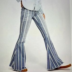Free People Denim Super Striped Flare Jean